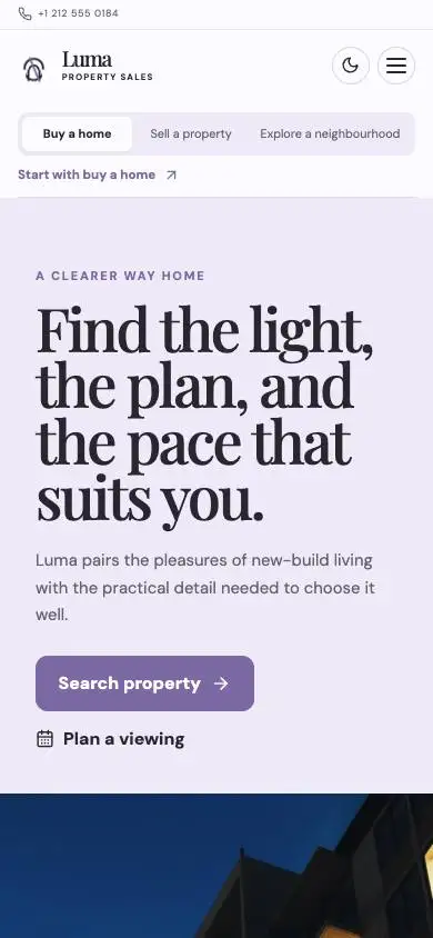 Luma Property Sales mobile website preview