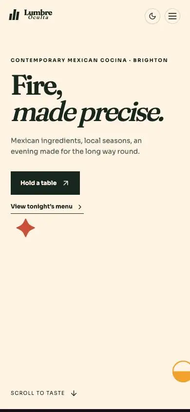 Lumbre Oculta — Contemporary Mexican Cocina mobile website preview
