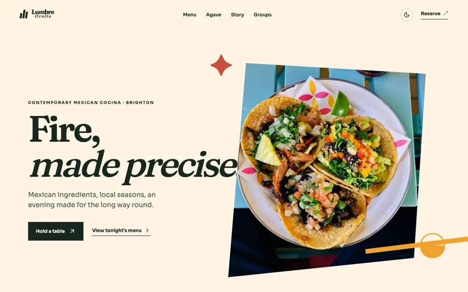 Lumbre Oculta — Contemporary Mexican Cocina website screenshot