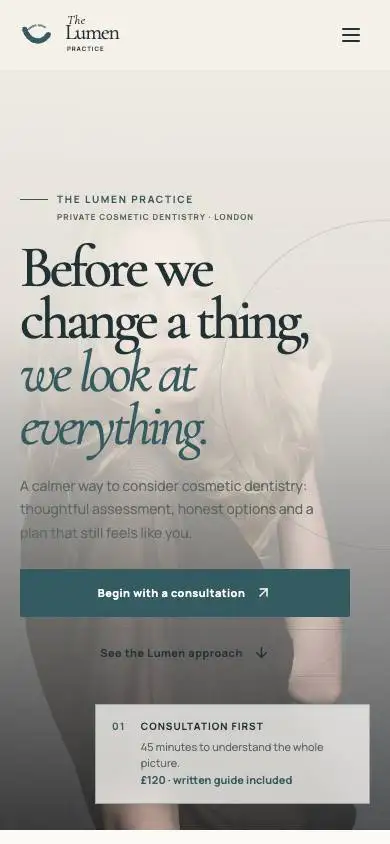 The Lumen Practice mobile website preview