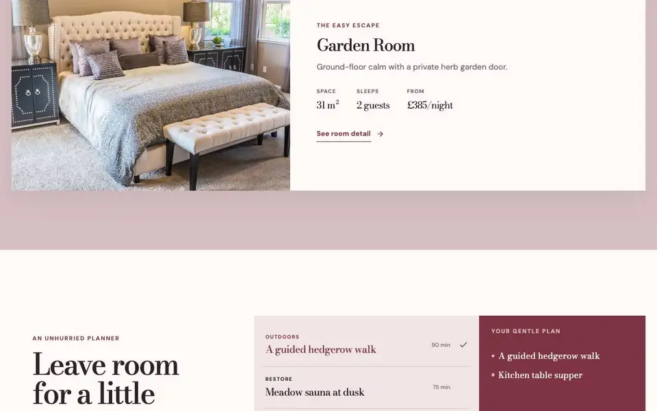 Alder & Ash Country Retreat interior page and content preview