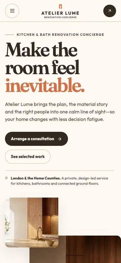 Atelier Lume — Luxury Renovation Concierge mobile website preview