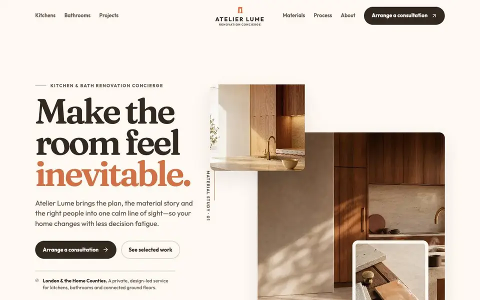 Atelier Lume — Luxury Renovation Concierge website screenshot