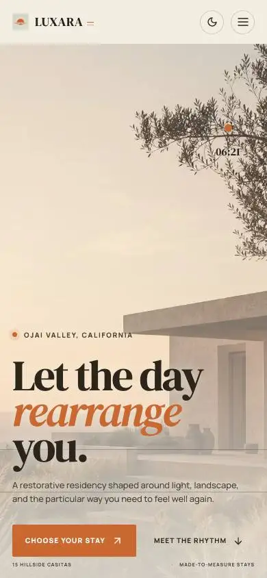 Luxara Retreat mobile website preview