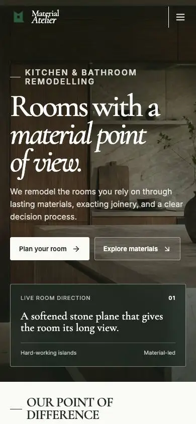 Material Atelier mobile website preview