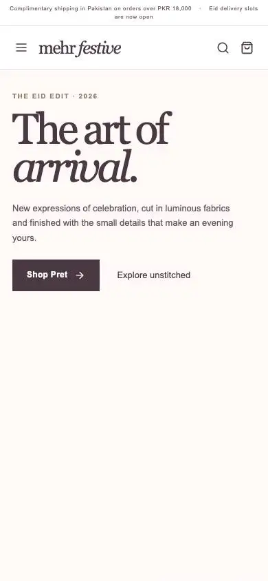 Mehr Festive mobile website preview