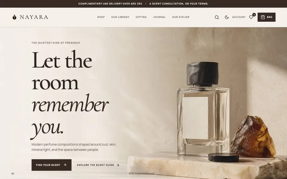 Minimal White Perfume Studio website screenshot