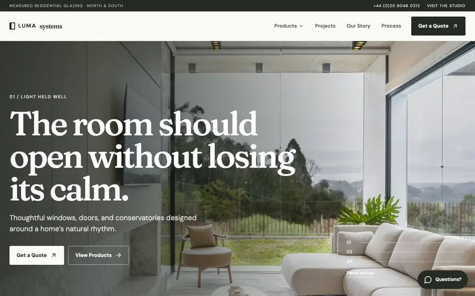 Luma Systems — Minimal Window Systems Studio website screenshot