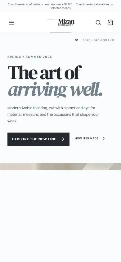 Mizan Menswear mobile website preview