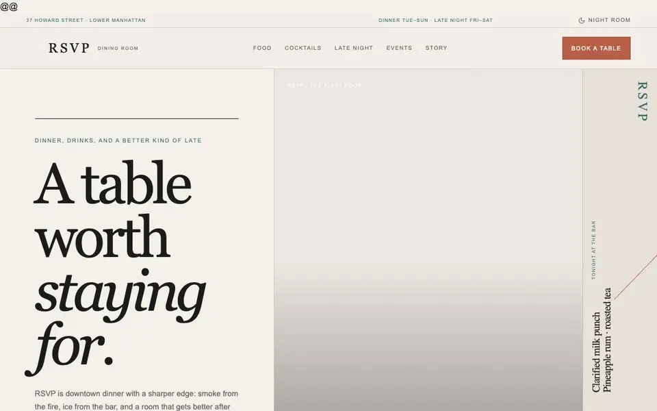 Modern Cocktail Dining website screenshot
