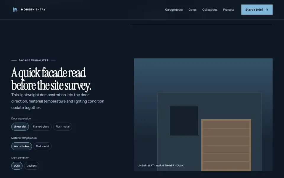 Modern Entry Systems interior page and content preview