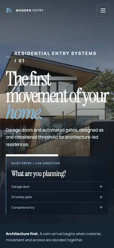 Modern Entry Systems mobile website preview