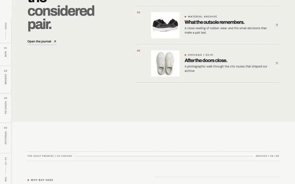 Modern Sneaker Vault interior page and content preview