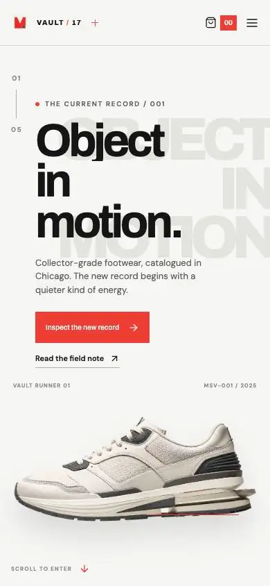 Modern Sneaker Vault mobile website preview