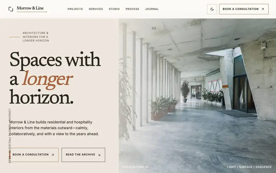 Morrow & Line — Architecture Studio website screenshot