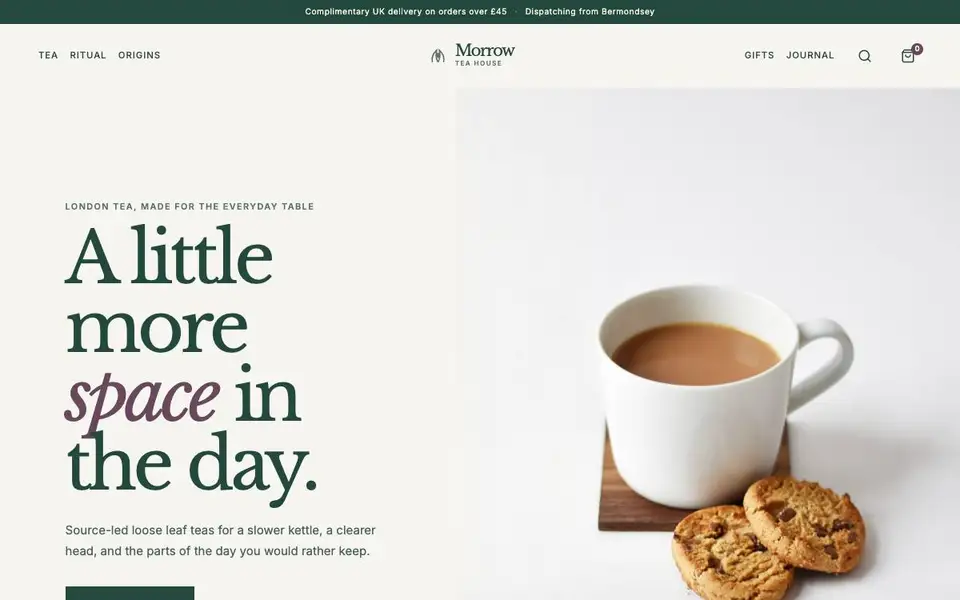 Morrow Tea House website screenshot
