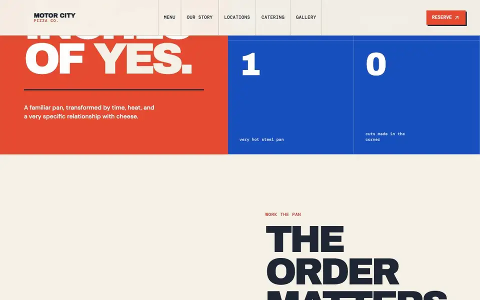 Motor City Pizza Co. interior page and content preview