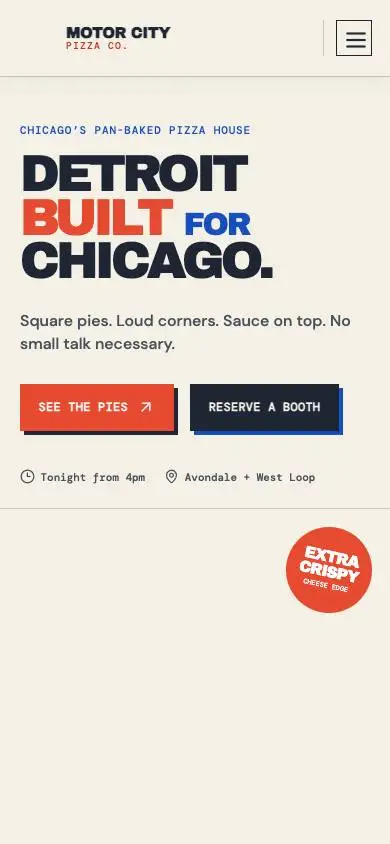 Motor City Pizza Co. mobile website preview
