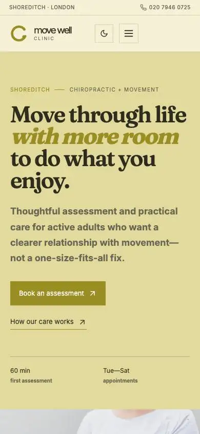 Move Well Clinic mobile website preview