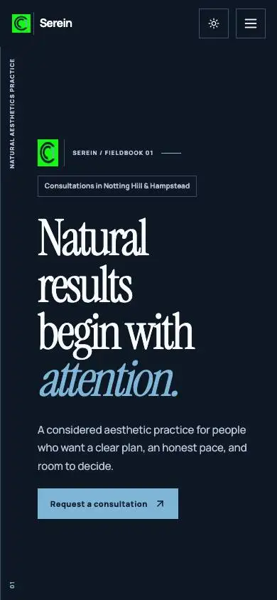 Serein Aesthetics — Natural Aesthetics Practice mobile website preview