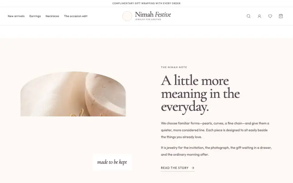 Nimah Festive interior page and content preview