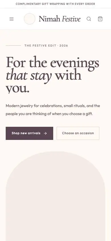 Nimah Festive mobile website preview