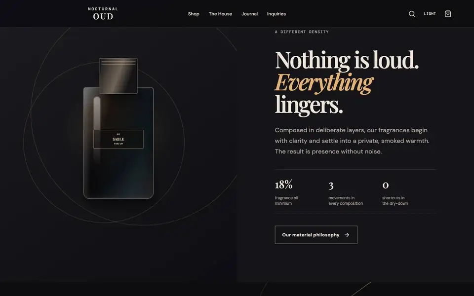 Nocturnal Oud interior page and content preview