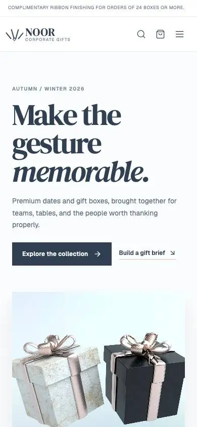 Noor Corporate Gifts mobile website preview