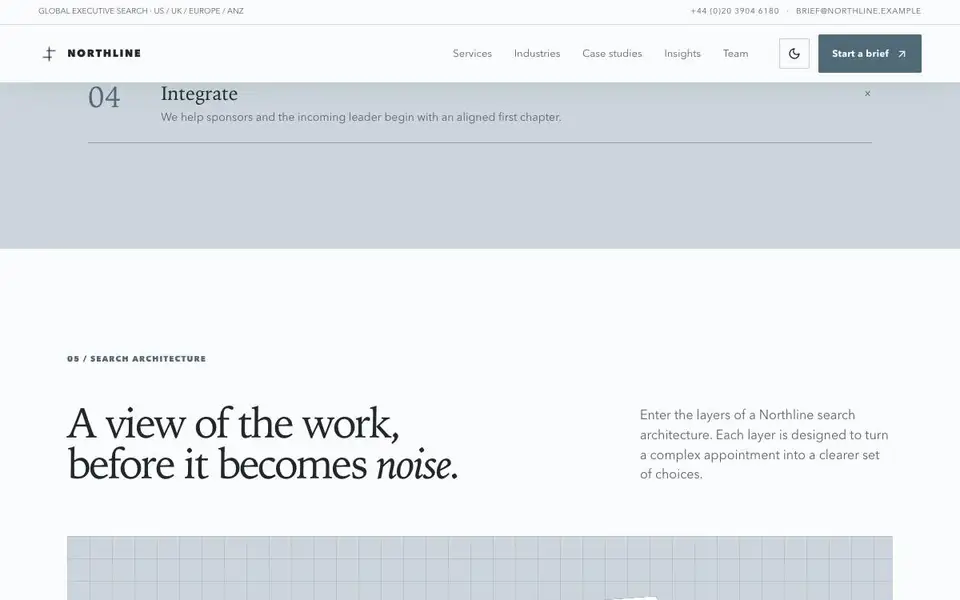 Northline Executive Search interior page and content preview