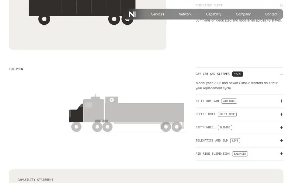 Northline Logistics — Commercial Logistics Provider interior page and content preview