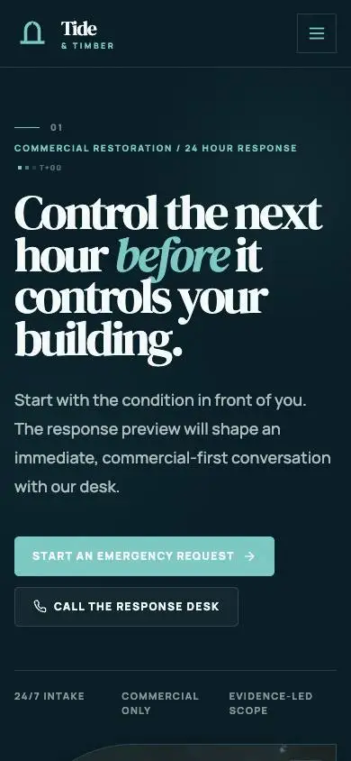 Tide & Timber Restoration mobile website preview
