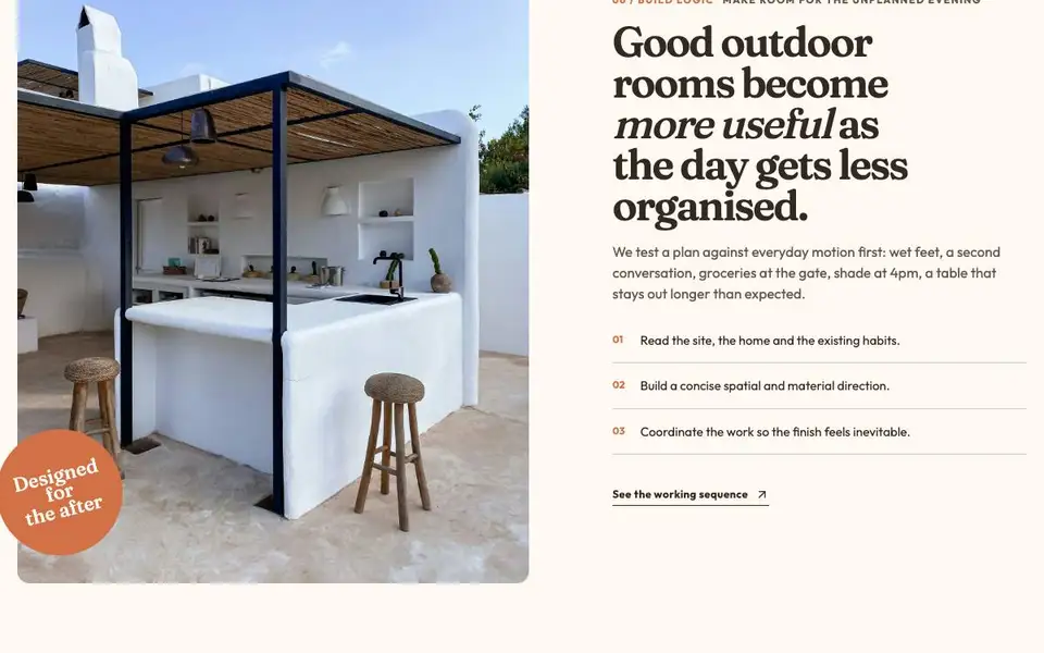 Hearth & Horizon — Outdoor Lifestyle Builder interior page and content preview