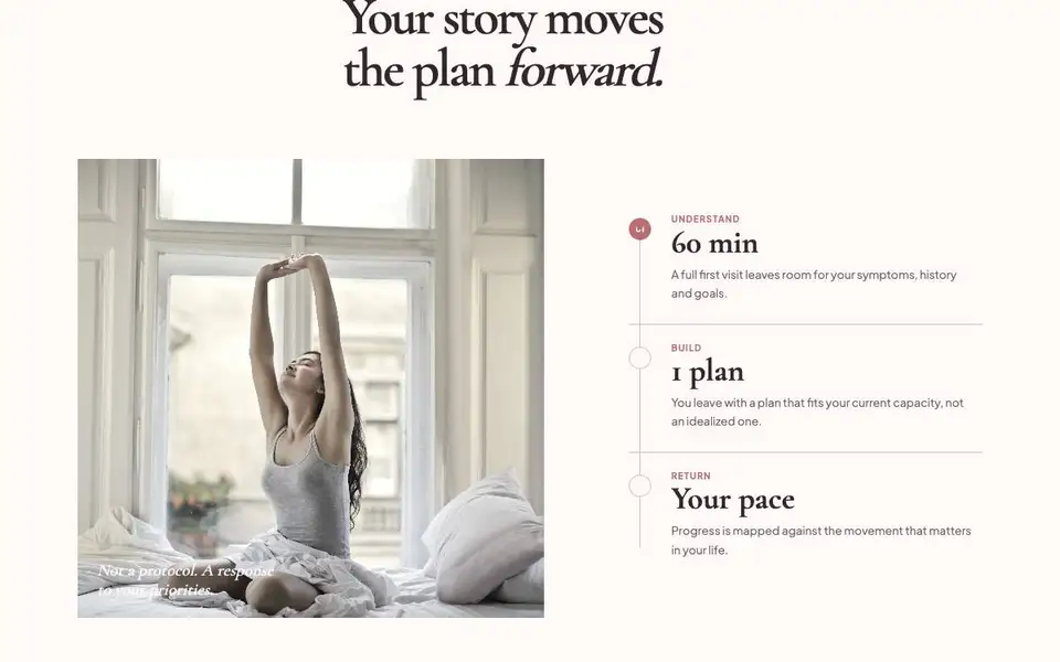Pearl Rose Physio interior page and content preview