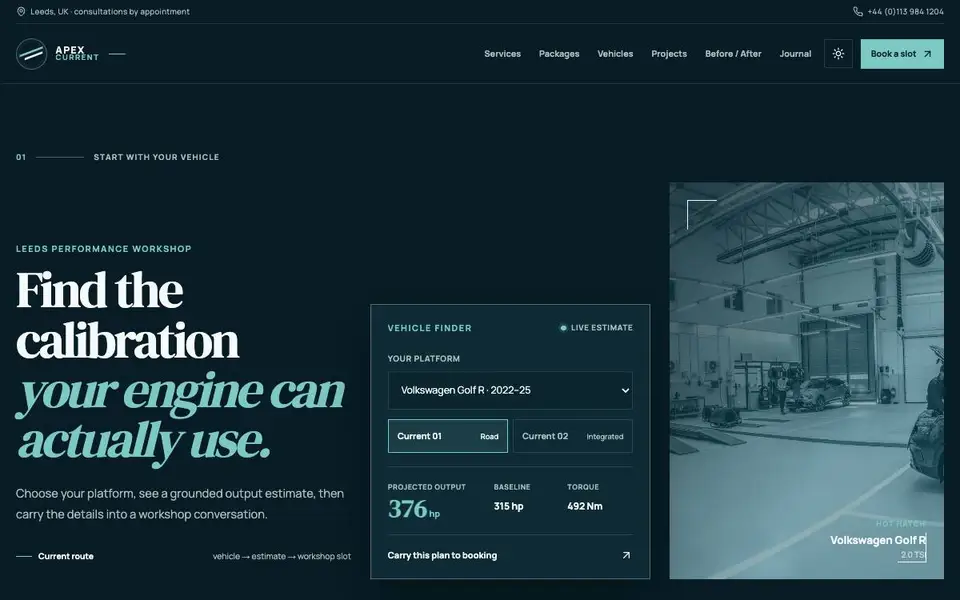 Apex Current — Performance Tuning Shop website screenshot