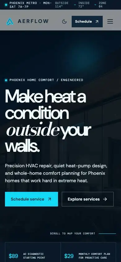 AERFLOW — Premium Phoenix HVAC Website mobile website preview
