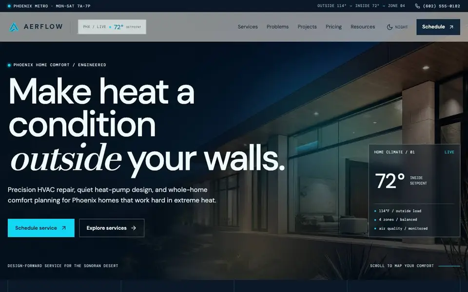 AERFLOW — Premium Phoenix HVAC Website website preview