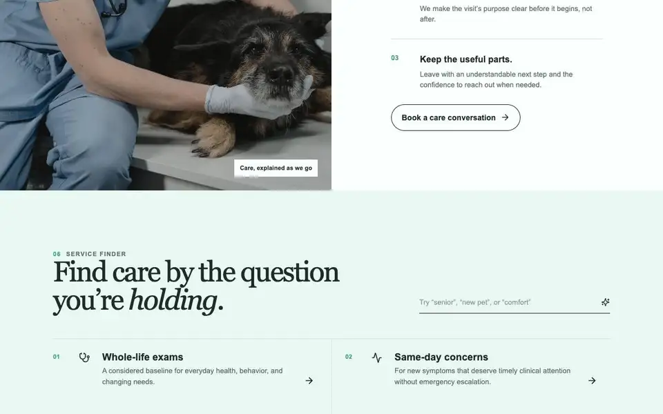 Morrow & Pine — Premium Pet Wellness interior page and content preview