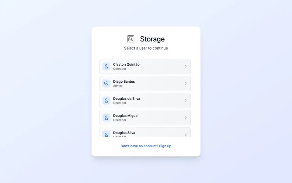 Alder Storage interior page and content preview