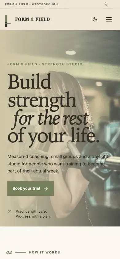 Form & Field — Premium Strength Gym Website mobile website preview