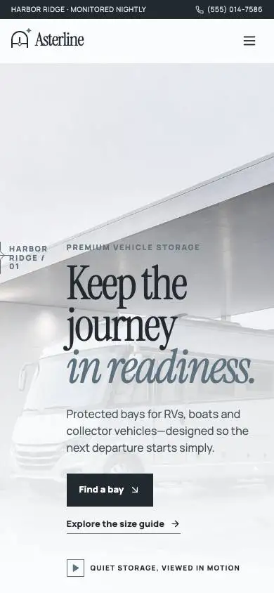 Asterline Storage — Premium Vehicle Storage mobile website preview