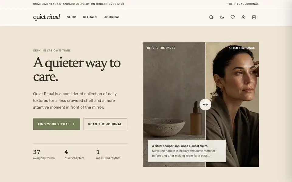 Quiet Ritual — Luxury Skincare Store website screenshot