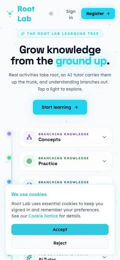 Root Lab mobile website preview