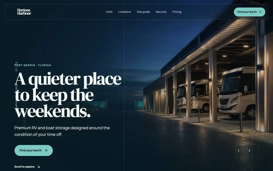 Horizon Harbour — RV & Boat Storage Campus website screenshot