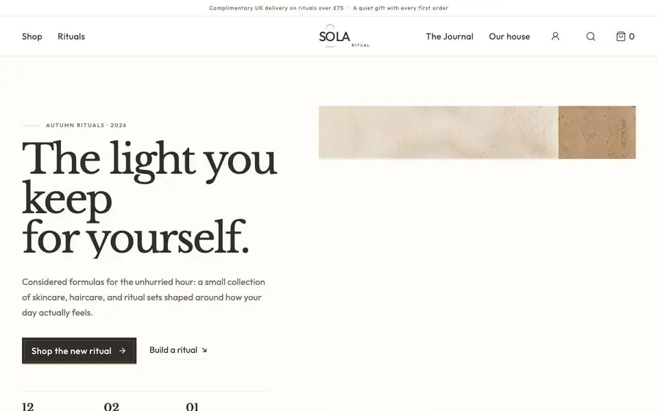 Sola Ritual website screenshot