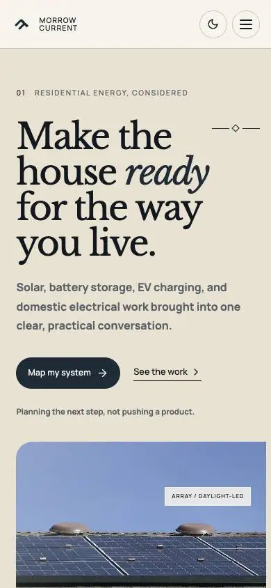 Morrow Current — Solar, Storage & Electrical mobile website preview