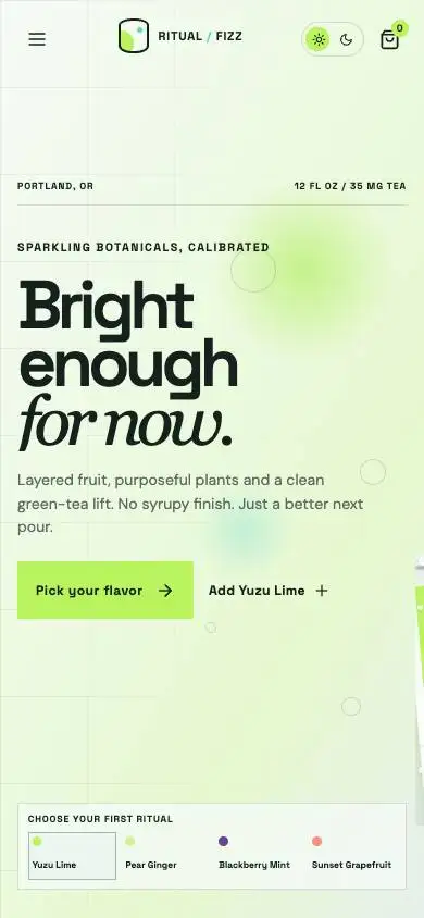 Ritual Fizz — Functional Sparkling Drink Storefront mobile website preview