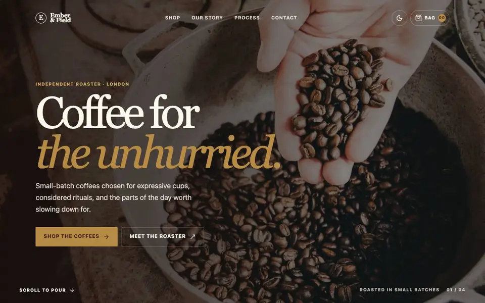 Ember & Field — Specialty Coffee Storefront website screenshot