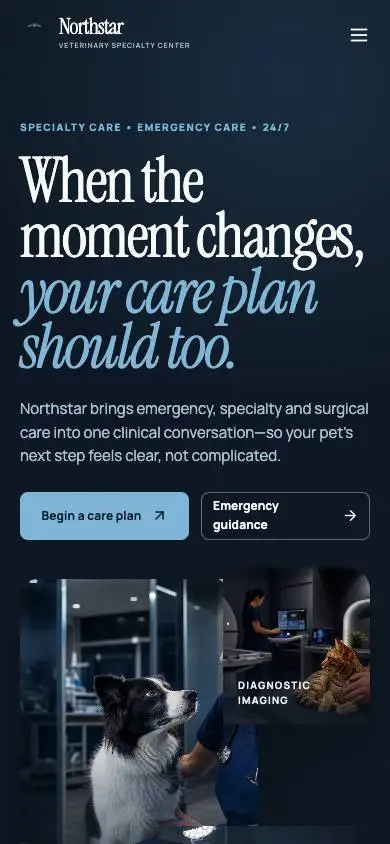 Northstar Veterinary Specialty Center mobile website preview