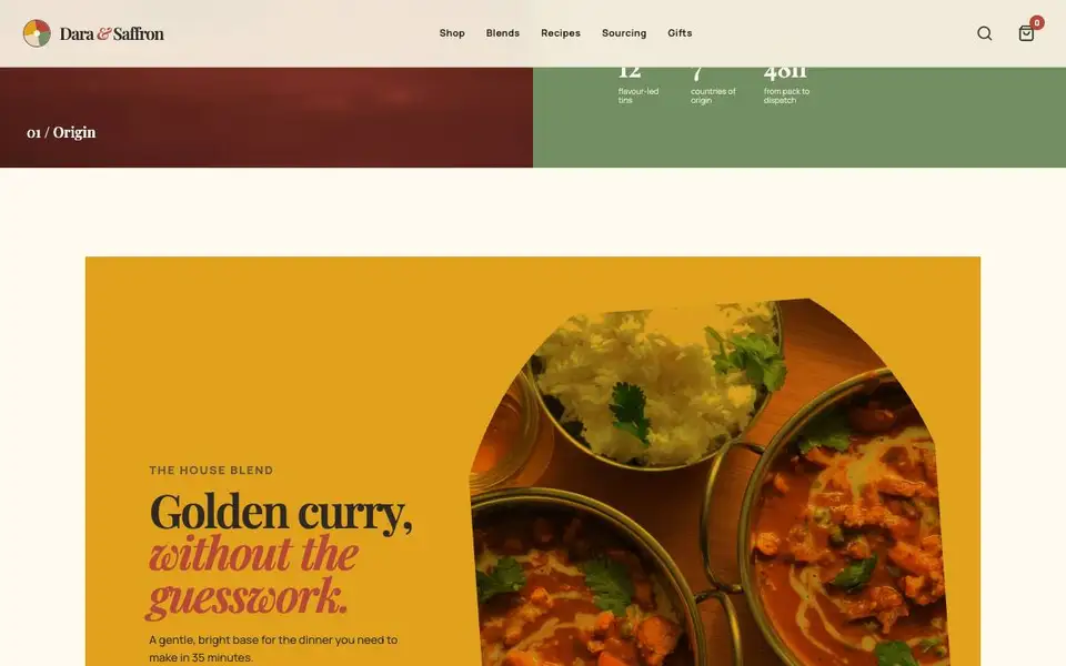 Dara & Saffron — Premium Spice Pantry interior page and content preview