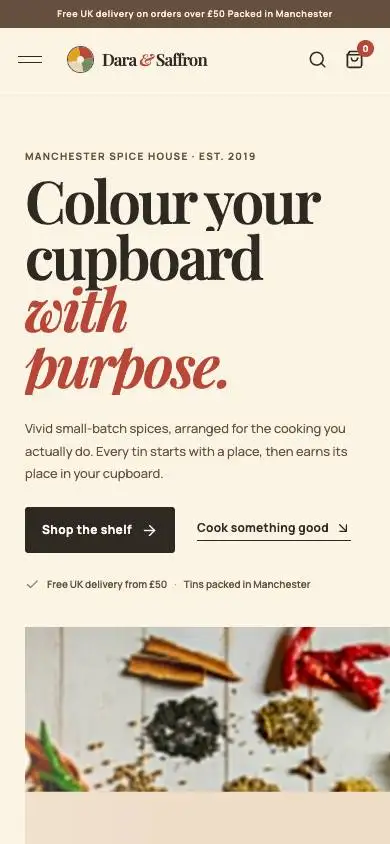 Dara & Saffron — Premium Spice Pantry mobile website preview